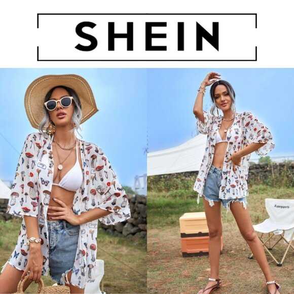 SHEIN Tops - SHEIN Mushroom Print Kimono